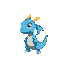 a small blue dragon that stands on its 4 feet. 