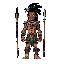 create a 2d retro-style platformer game featuring characters inspired by "gueiros". the main character should be a tribal warrior with weapons like spears and knives. include full animations for:  - i