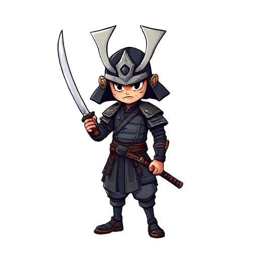 crie um samurai, com uma espada nas costas 