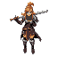 a fierce female knight from a medieval fantasy world, designed as a video game sprite. she wields a large, sword and wears lightweight leather and steel armor. vibrant colors, detailed textures