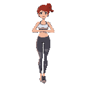 body modern female yoga leggings red hair dynamic pose