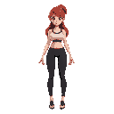 body modern female yoga leggings red hair dynamic pose