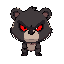 angry bear, red eyes. 