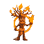 fire tree man with a big circle ring with him
