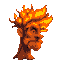 fire tree man face side close up 