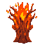 fire tree man face back close up 