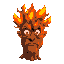 fire tree man face close up