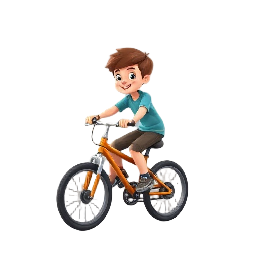 a boy riding a bike