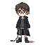 harry potter hogwarts student, 8 bit zelda or pokemon gbc style, with a rope and blue ribbons