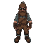 a rugged post-apocalyptic engineer with a thick beard, beanie, and goggles. he wears worn overalls, a tool belt, and knee-padded pants. his heavy boots and calloused hands show years of fixing machine