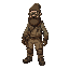a rugged post-apocalyptic engineer with a thick beard, beanie, and goggles. he wears worn overalls, a tool belt, and knee-padded pants. his heavy boots and calloused hands show years of fixing machine