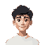 young male character, student, computer-science bachelor, good looking face, black hair, white sweater, more of a rectangular face shape