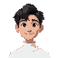 young male character, student, computer-science bachelor, good looking face, black hair, white sweater, more of a rectangular face shape