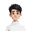 young male character, student, computer-science bachelor, good looking face, black hair, white sweater, more of a rectangular face shape, colours need to show the face contrast, minimal style