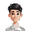 young male character, student, computer-science bachelor, good looking face, black hair, white sweater, more of a rectangular face shape, colours need to show the face contrast, minimal style