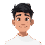 young male character, student, computer-science bachelor, good looking face (tanned caucasian), black hair, white sweater, more of a rectangular face shape, face contrast