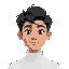 young male character, student, computer-science bachelor, good looking face, black hair, white sweater, more of a rectangular face shape, colours need to show the face contrast