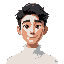 young male character, student, computer-science bachelor, good looking face, black hair, white sweater, more of a rectangular face shape, colours need to show the face contrast
