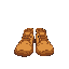 a basic pair of tan shoes. maple story art style.