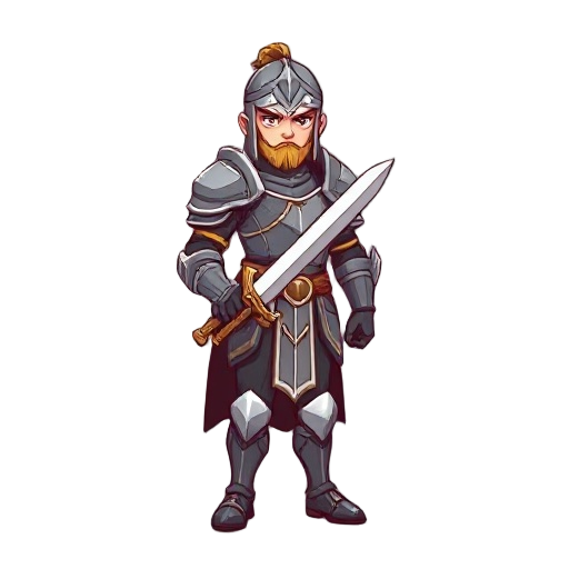 paladin, wearin armor and sword, character sheet game ready