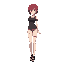 a beautiful anime girl with , short red hair, a slim waist, thick thighs, and a large bust