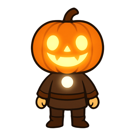  glowing pumpkin head, simple glowing whi